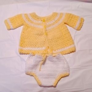 Handmade crocheted baby 👶 dress with bloomers